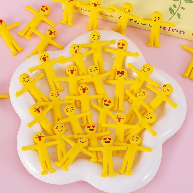 Tpr Minions Creative Smiley Face Emoji Stretchable Yellow Figure Stress Relief Toy Foldable Soft Rubber Vent Doll