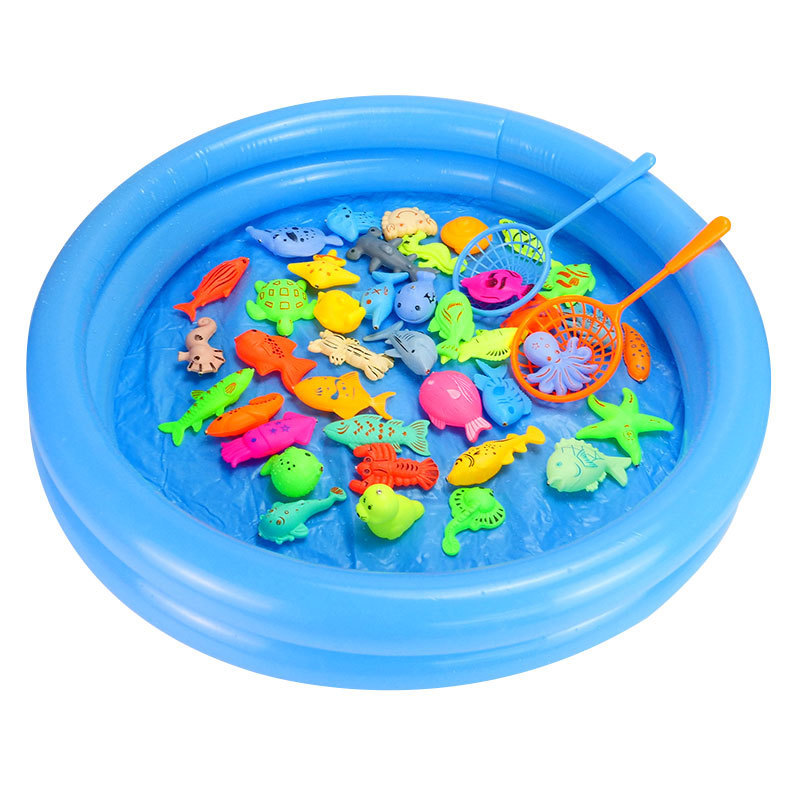 Source manufacturers children's fishing toy set square park stall luminous fish scattered fish fishing rod accessories wholesale