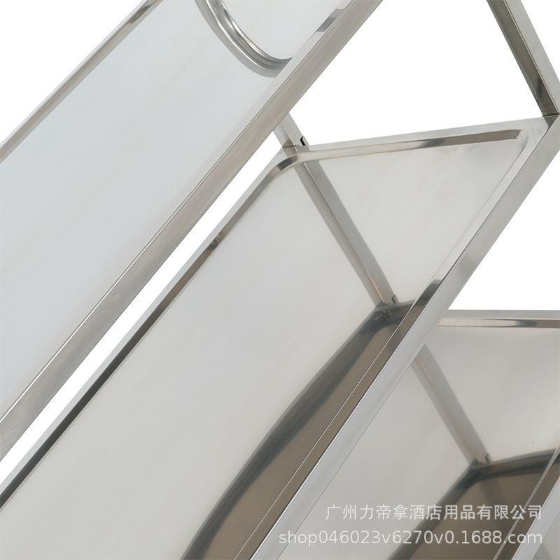Stainless steel three-layer square tube trolley hotpot restaurant delivery cart