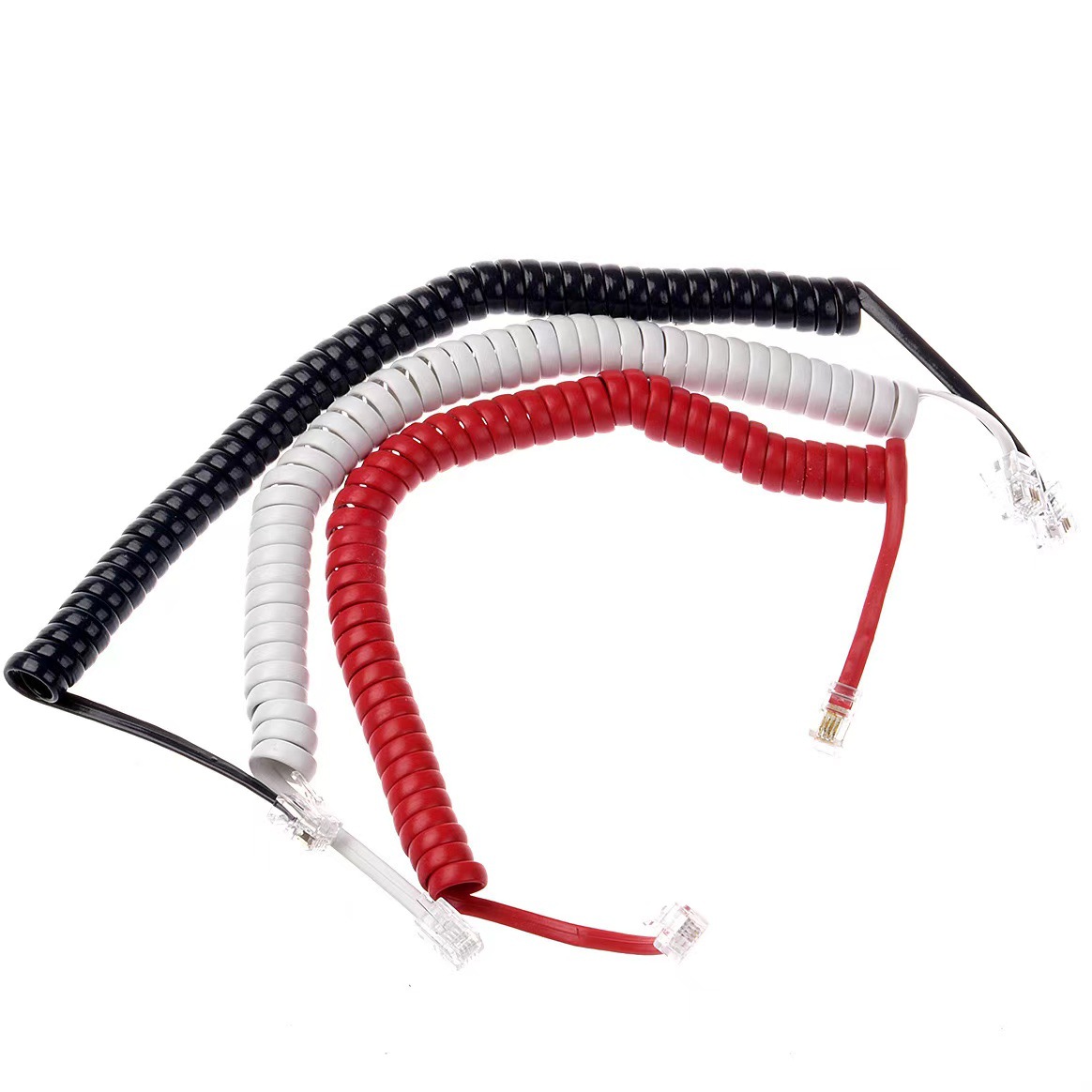 Telephone handset cable curve four-core straightening 1 meter long hotel telephone curve landline handset cable double-headed