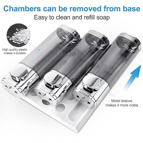 Hotel punch-free wall-mounted three-head pressing soap dispenser household bathroom hand washing bath hair care exposed liquid box