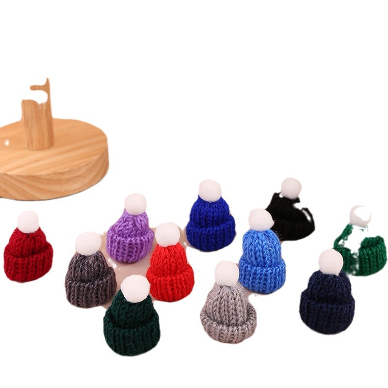 Cross-border Christmas decorative color wool knitted mini hat diy toy clothing accessories wholesale