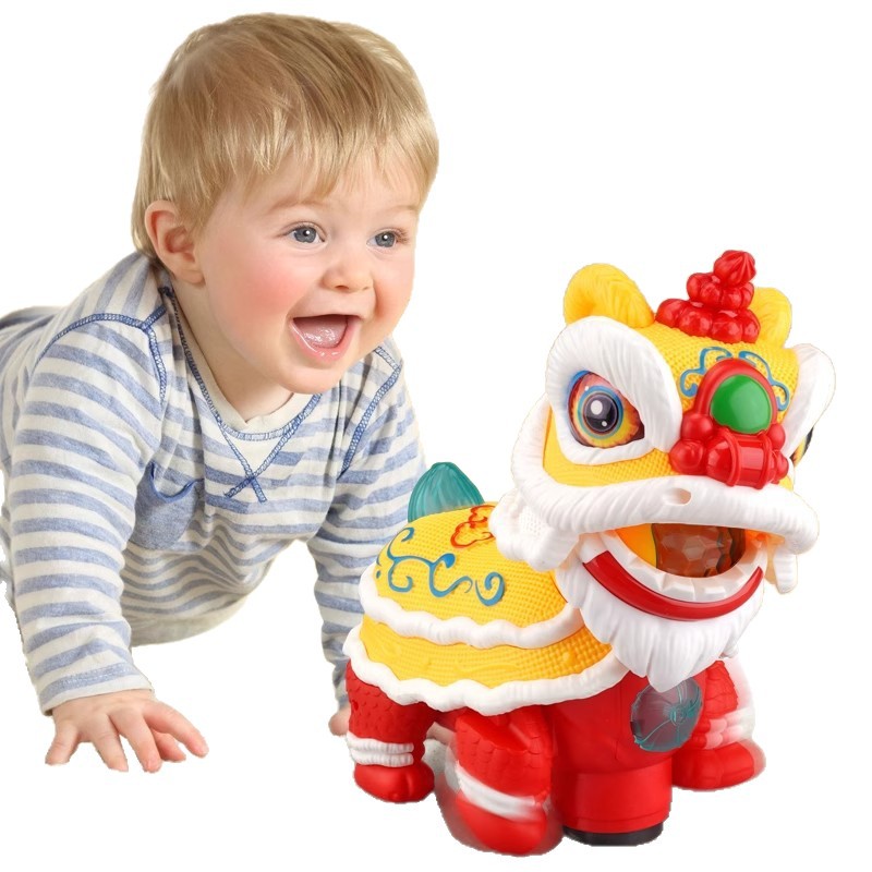 Chinese Style Lion Dance Electric Universal Walking Shaking Head Lion Dance Dragon Dance Music Lighting Spring Festival Gifts Children's Toys Wholesale