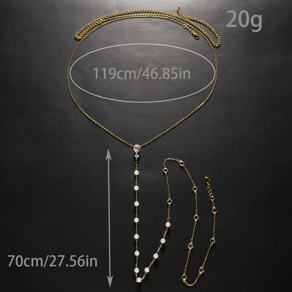 AliExpress hot selling bridal Pearl Back chain European and American simple temperament sexy rhinestone body chain female Back chain