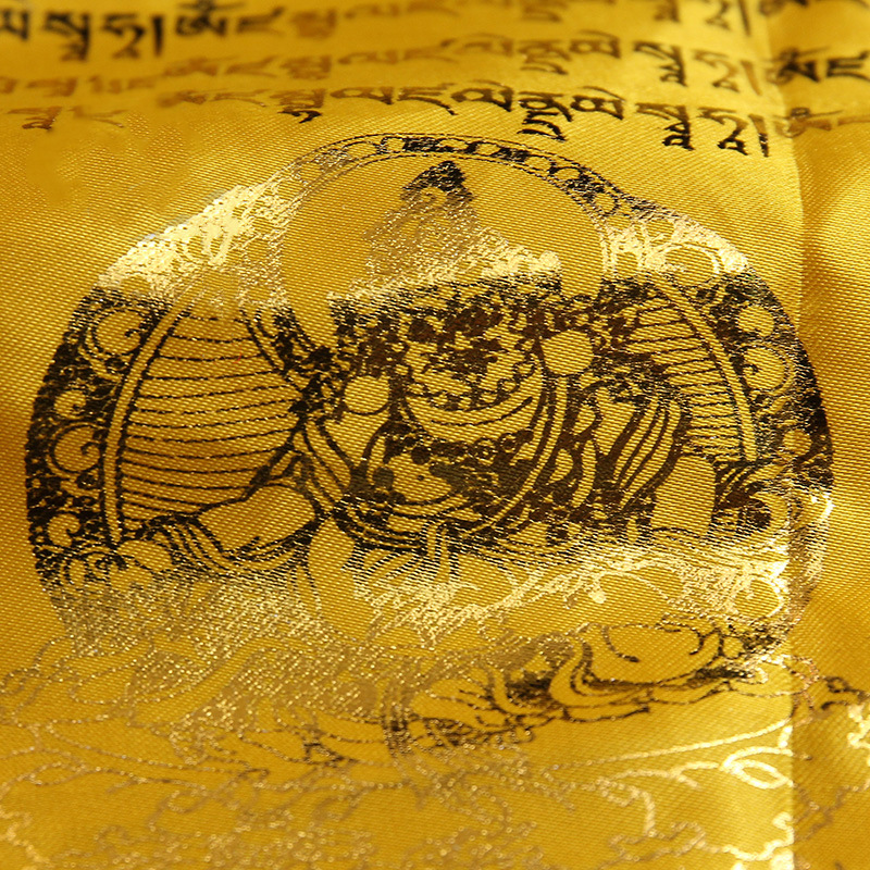 Xizang Golden Prayer Flags Rongda Guanyin Wealth Chenrezig Hundred-Word Mantra Tara Lotus Master Five-Color Silk Cloth 6m 20 Sides