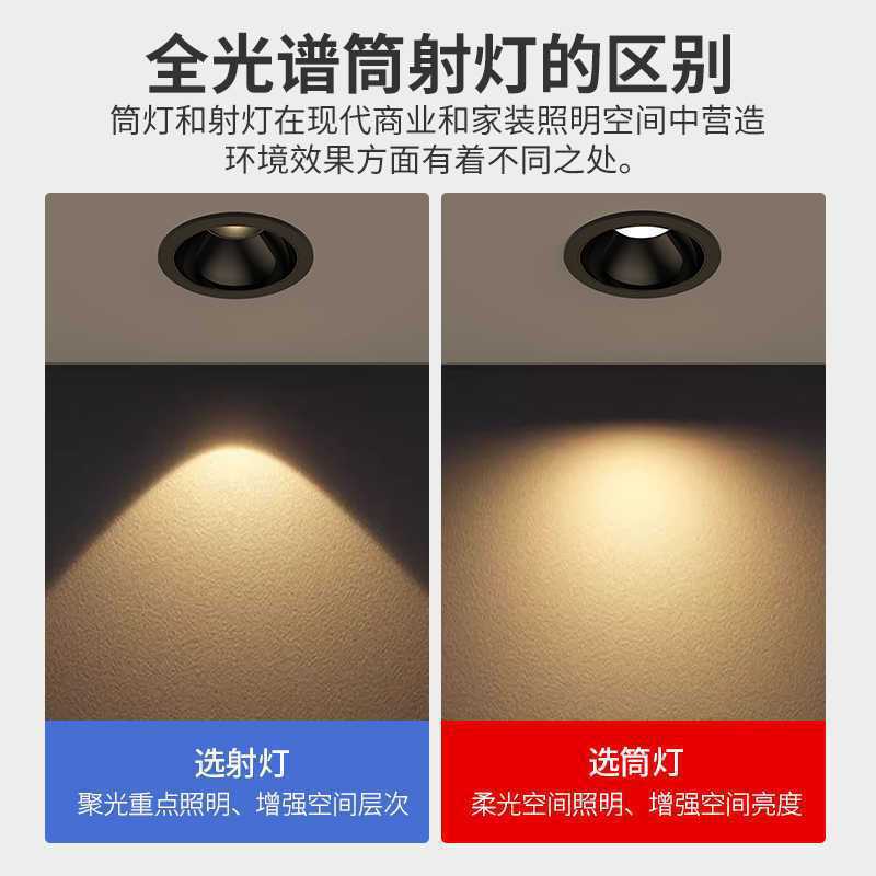 Black Full Spectrum Deep Anti-Glare Spotlight for Home Living Room Embedded Led Downlight Without Main Light Lighting Hill-