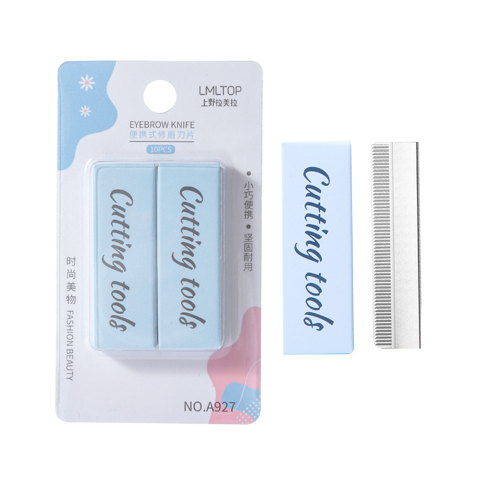 Lmltop Eyebrow Trimming Blades, Stainless Steel Blades, 10-Piece Set, Sharp, Lightweight, Durable, Paper Card Packaging A927