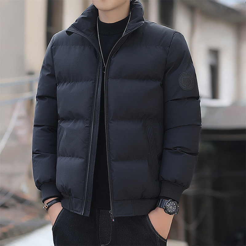 Winter Cotton-padded Jacket Men's Thickened plus size Casual Korean Style Solid Color Fashionable Youth Cotton-padded Jacket with Collar Short Handsome Jacket