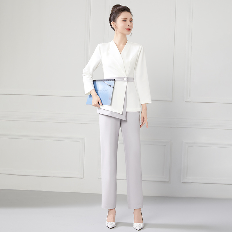 High-End Medical Beauty Front Desk Long-Sleeved Nurse Work Clothes for Women Spring and Autum Beauty Salon Dental Oral Pharmacy Split Suit