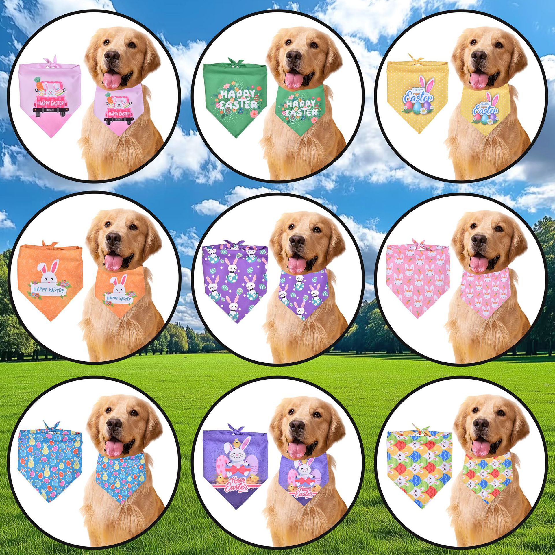 Cross-Border New Easter Pet Triangle Scarf Cat and Dog Holiday Saliva Scarf Pet Supplies Foreign Trade Wholesale