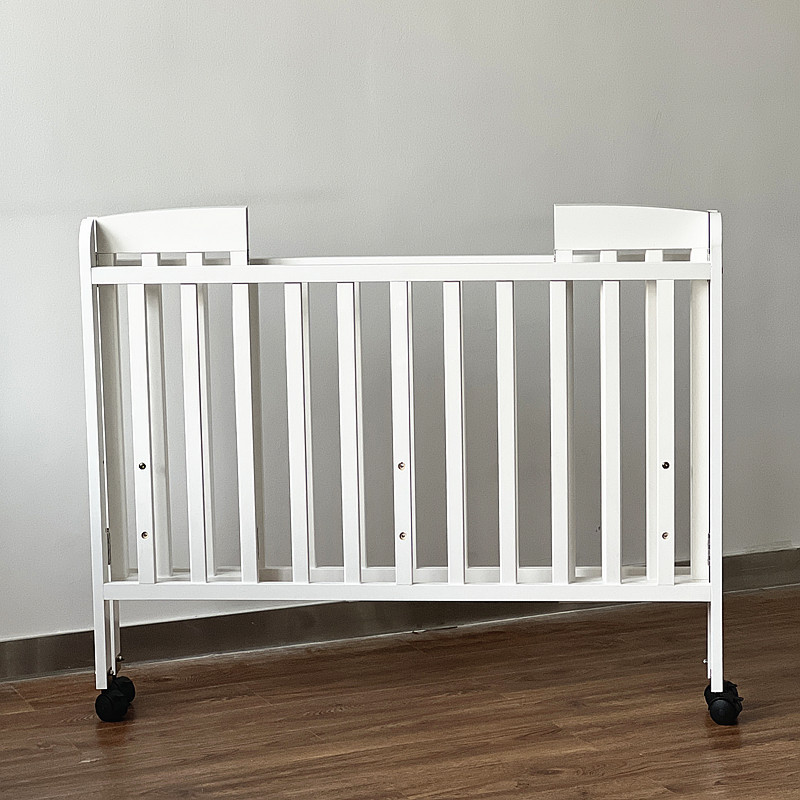 New Crib White Easy to Carry Stowable Bed Modern Simple Baby Bed Adjustable Height with Mosquito Net