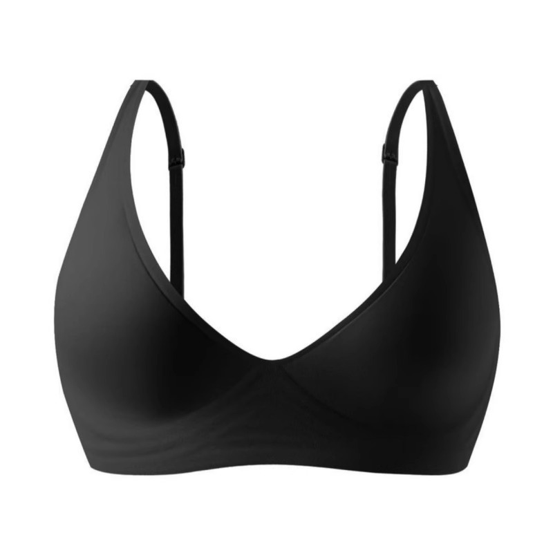 Plaid Seamless Intimates for Women with Deep V Sexy No Rims Small Breast Push-Up Adjustable Soft Support Jelly Bra