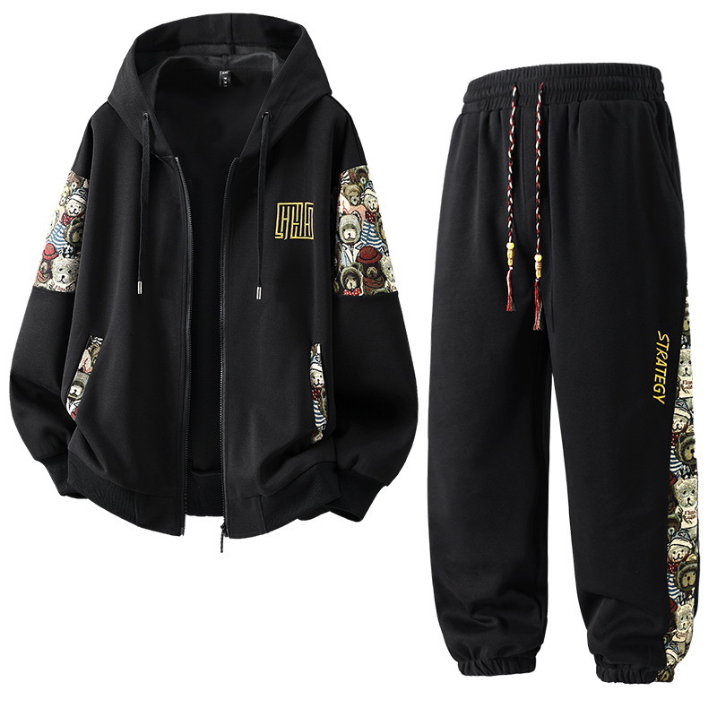 Loose-Fitting Chinese-Style Oversized Embroidered Autumn and Winter New Sports Suit Two-Piece Set Trendy 2025 New Oversized Trendy