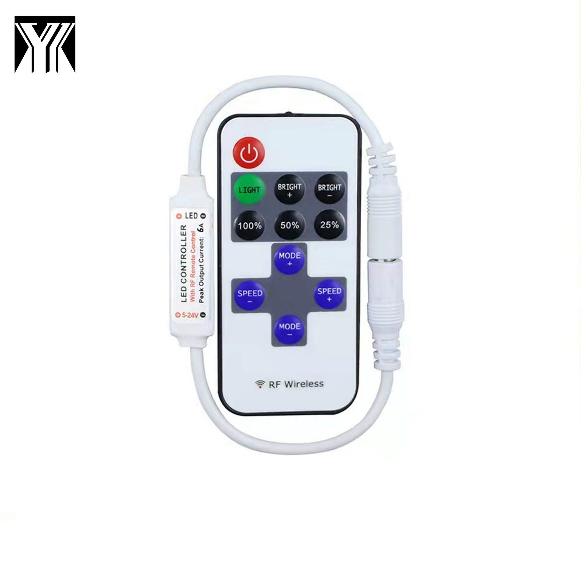 RF RF 9 Key Monochrome Dimming Controller 5v-24vLED Mini Controller with DC Headband Red and Black Wire