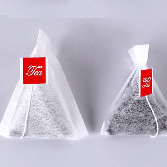 Oem Customized Biodegradable Disposable Non-Woven Drawstring Thread Label Corn Fiber Triangular Tea Bag Health Tea