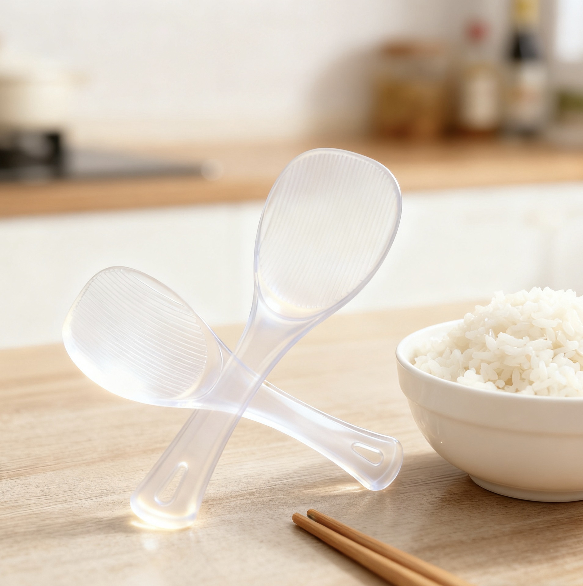 Набор ложек для риса из 2 штук, не прилипает, из прозрачного пластика, утолщенные