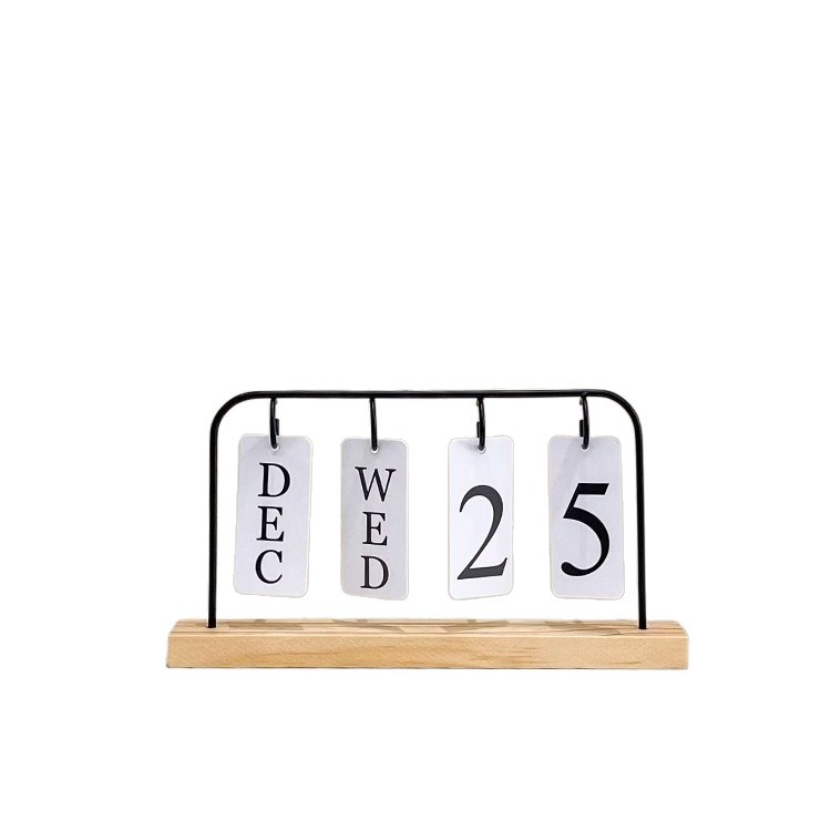Scandinavian Style Accessible Luxury Wooden Page Turning Calendar Desk Calendar Ornaments Living Room Entrance Office Desktop Wine Cabinet Decorations