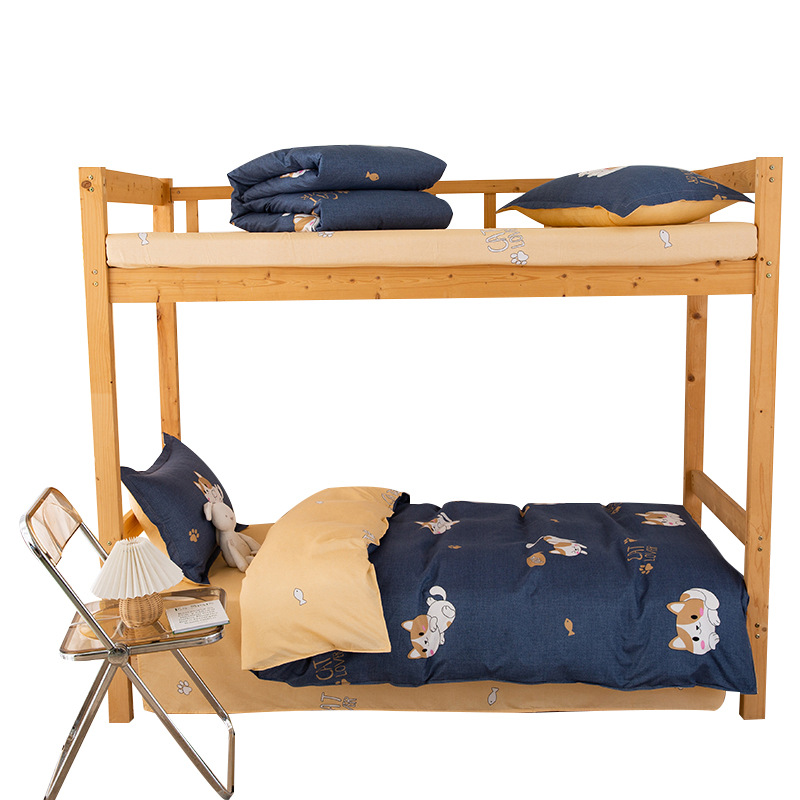 Manufacturer Wholesale Student Dormitory Single Three-Piece Bed Sheets Quilt Cover Full Set Brushed Six-Piece Set Non-Cotton