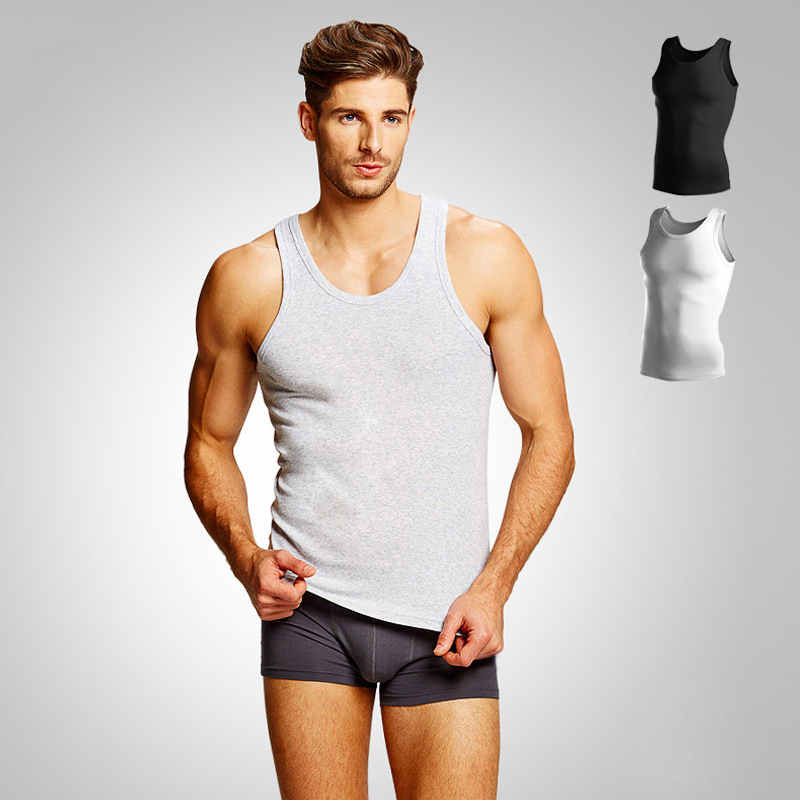 New men's cotton vest elastic fine thread black and white old youth sports I-shaped narrow shoulder multi-batch generation hair