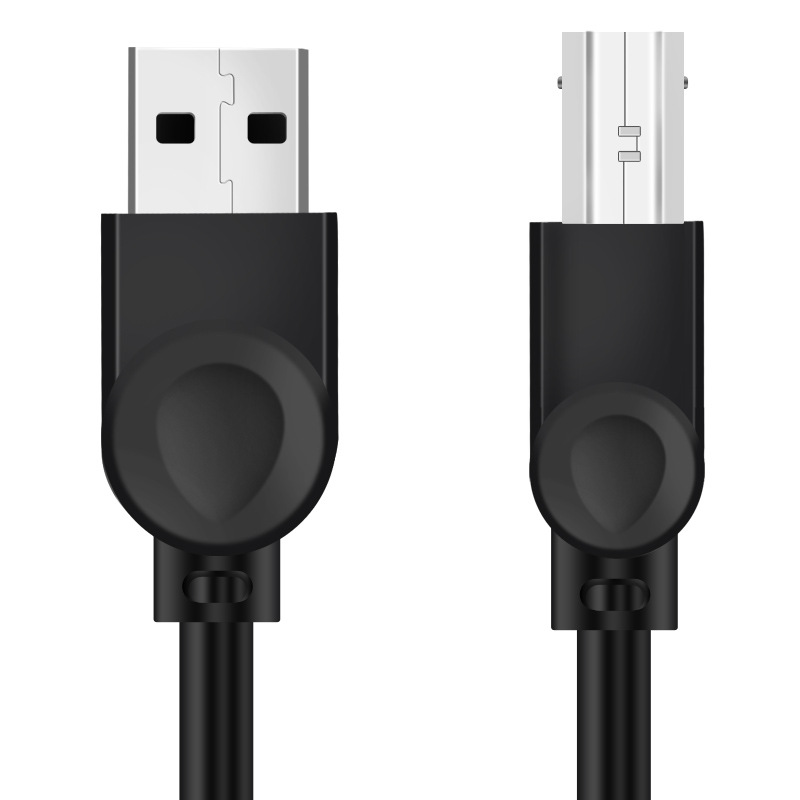 Black USB printing data cable copper core 2.0 printing cable Home Office double shielded square Port transmission conversion cable