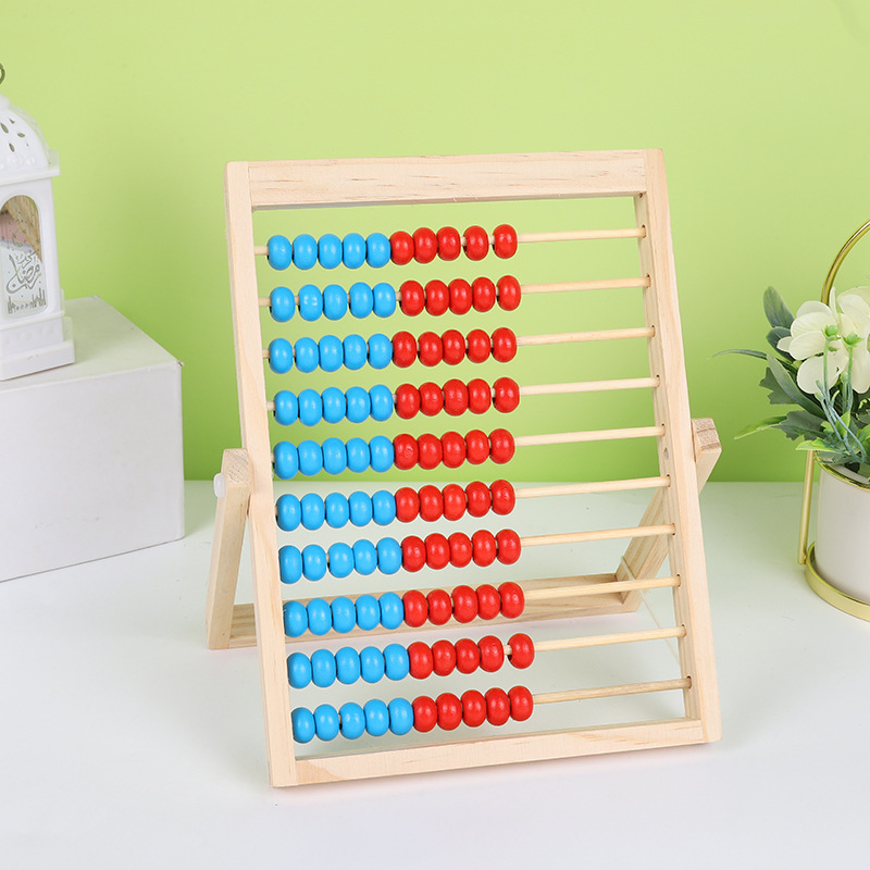 Wooden Calculation Rack for Primary School Students Mathematics 10-Speed Abacus Rack for Young Kidsren Abacus Addition and Subtraction Arithmetic Counting Stick Teaching Aids