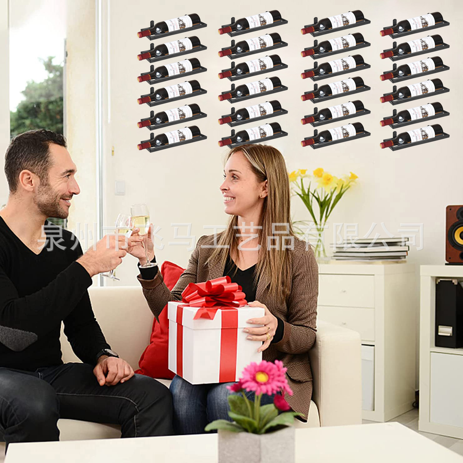 Amazon Cross-border Wall-mounted Wine Rack Iron Home Bar Hanging Wine Glass Rack Wall-mounted Wine Rack Wine Rack