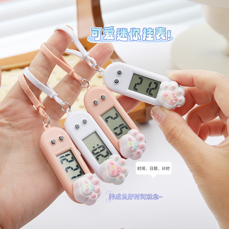 Милый мультяшный маленький висячий часы портативные студенческие мини электронные часы для работы учебы экзамена беззвучный