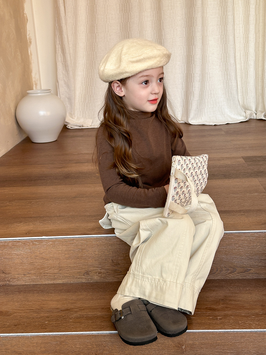 Elmo Beibei Autumn and Winter Mid-Collar Bottoming Shirt for Boys and Girls, Autumn and Winter Half Turtleneck Inner Top for Girls and Babies