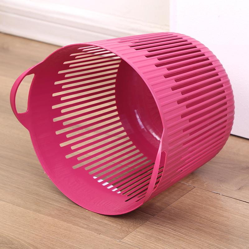 Plastic Portable Hollow Dirty Clothes Basket Storage Basket Thickened Debris Storage Basket Household Bathroom Round Dirty Clothes Basket