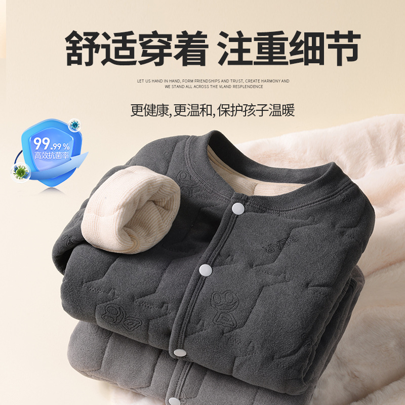 Winter Children's Cotton Coat for Boys and Girls, School Uniform Magic Anti-Cold Cotton Jacket with Fleece Lining, Thickened Student Inner Liner, Warm Long-Sleeve