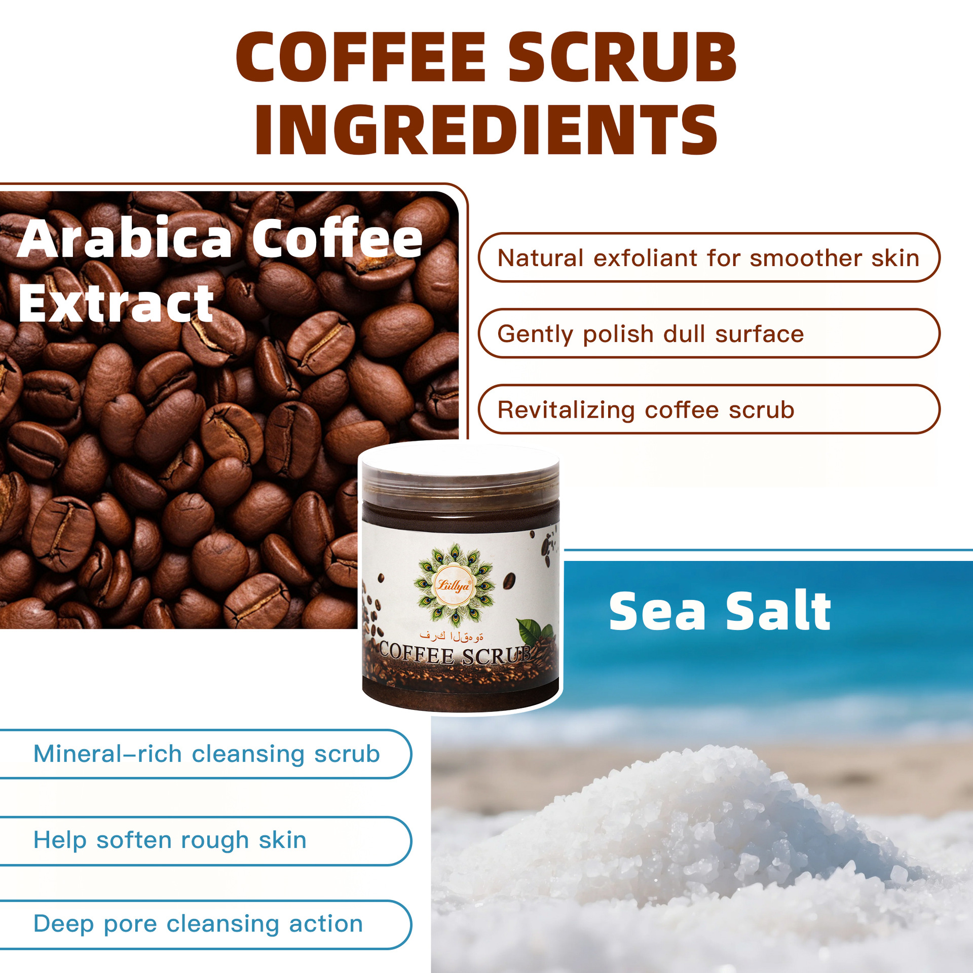 Cross-Border English Coffee Scrub Caffeine Body Scrub Export Bath Coffee Body Scrub