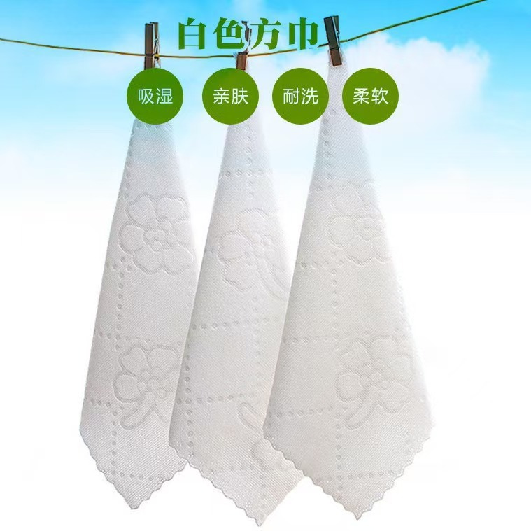 Wholesale Hotel Towels Kindergarten Small Square Towels White Square Towels Lace Handkerchiefs Hotel Restaurant Napkins Cleaning Towels