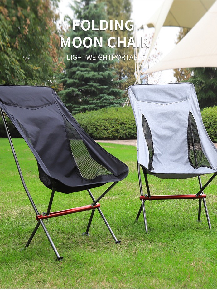 Outdoor folding chair leisure moon chair aluminum alloy ultra-light portable camping camping chair large aluminum beach chair