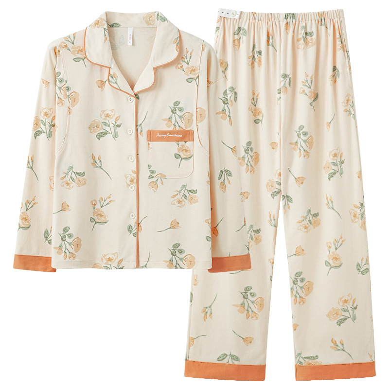 Happy Month Wholesale Class A Monthly Clothing Spring and Autumn Pure Cotton Thin Pregnant Women's Pajamas Postpartum Breast-feeding Period Sweat Absorbing Summer