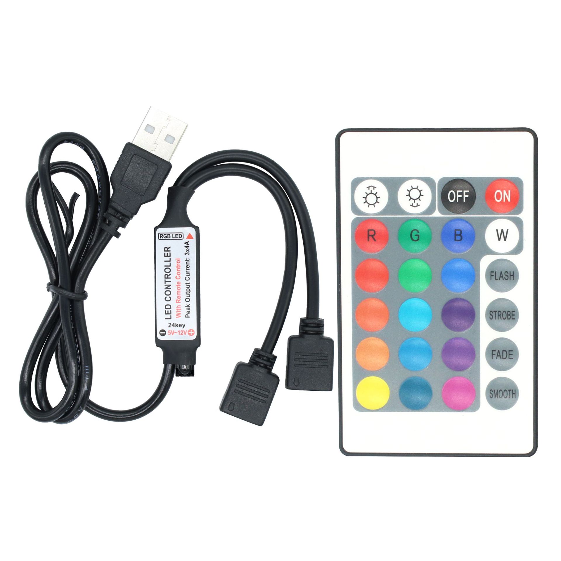 Colorful light with infrared 24 key usb controller rgb light with infrared led strip remote control led dimmer