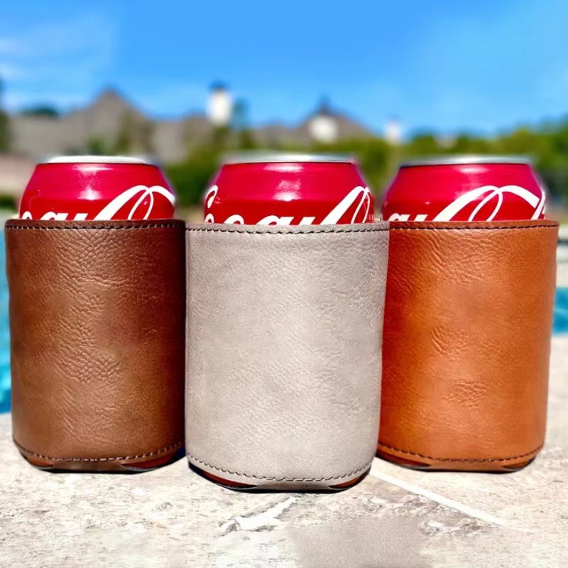 Cross-border Spot PU Leather Diving Material Party Gift Beer Beverage Can Cup Set Beverage Bottle Set