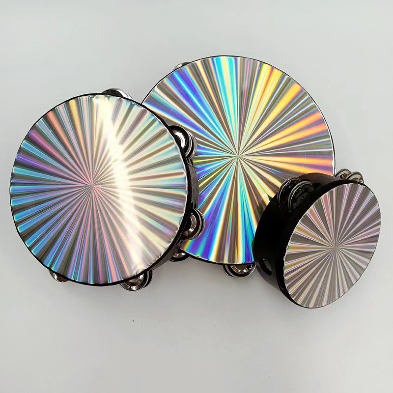 Orff double row laser drum 6-inch 8-inch 10-inch tambourine children's percussion instrument performance performance Hand racket tambourine