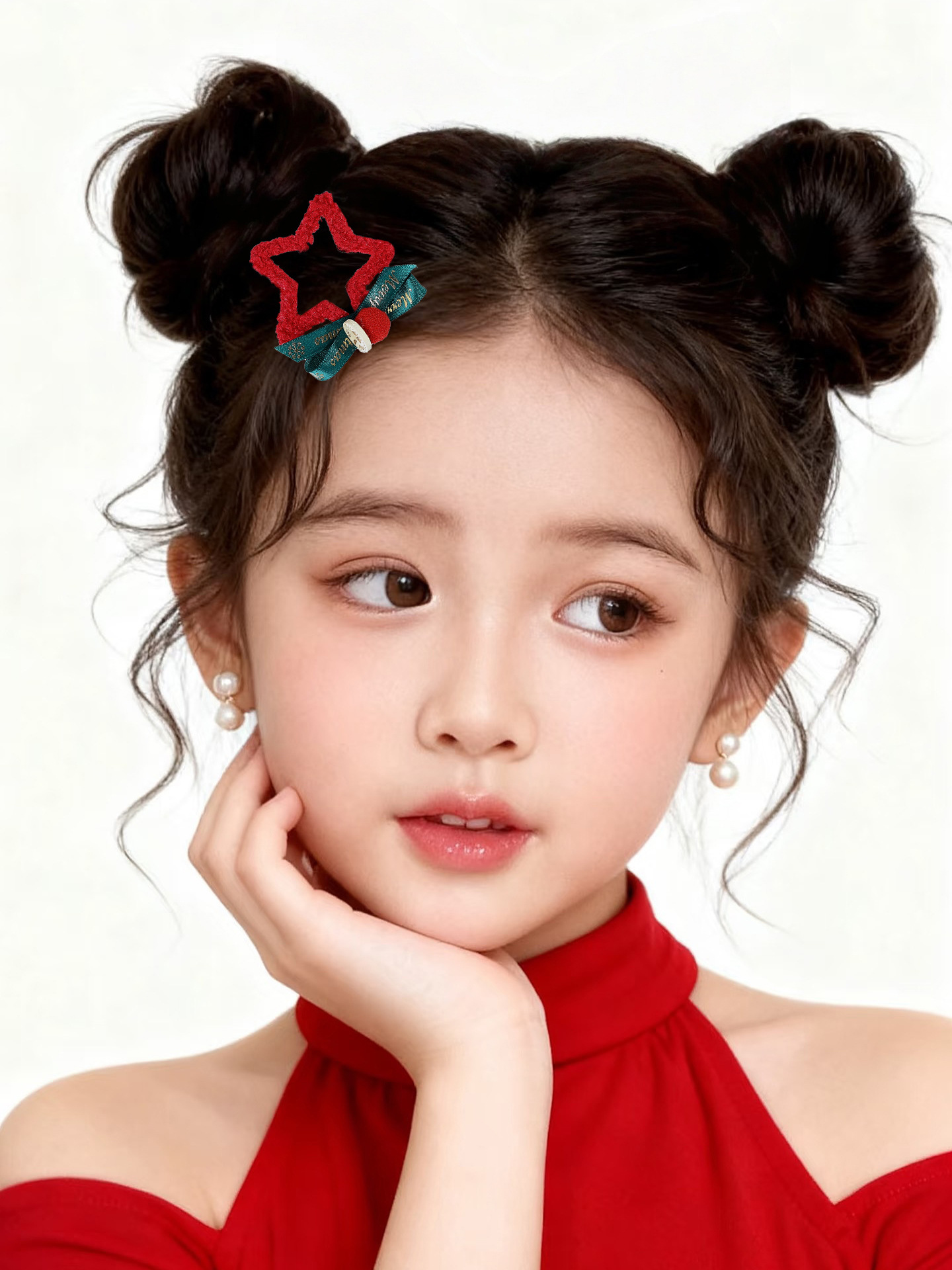 Children's New Year Red Plush Star Hairpin Girls Bangs Broken Hair Side Clip Girls Autumn and Winter Hairpin Bb Clip