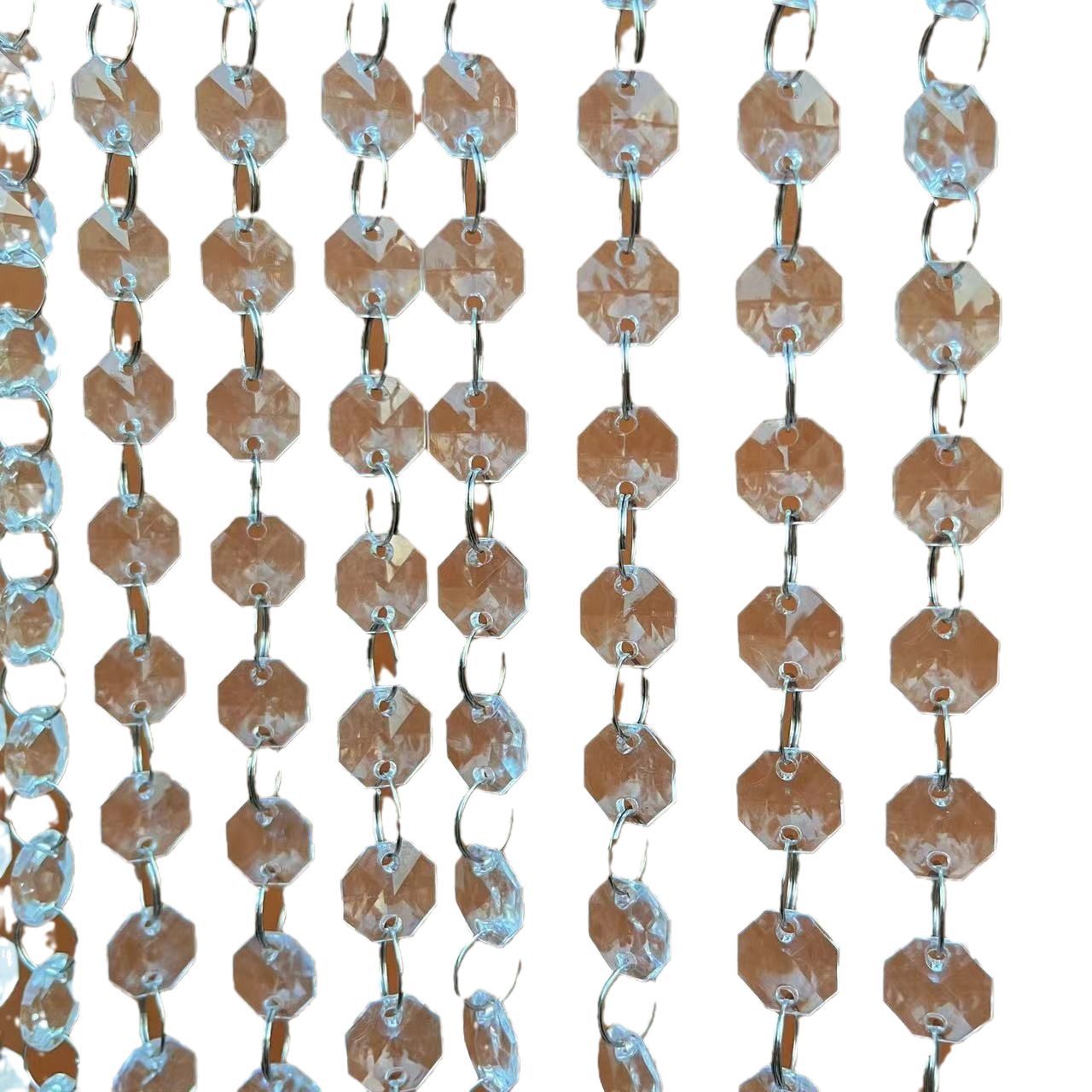 Acrylic Wedding Crystal Bead Curtain Bead Chain Wedding Scene Stage Ceiling Decoration Bead String Octagonal Bead Partition