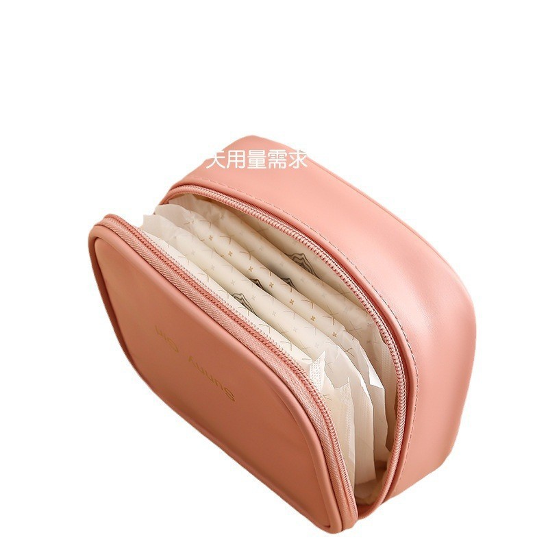 Customized Small Pu Leather Cosmetic Bag Travel Portable Menstrual Sanitary Napkin Cosmetics Bag Jewelry Cosmetics Bag
