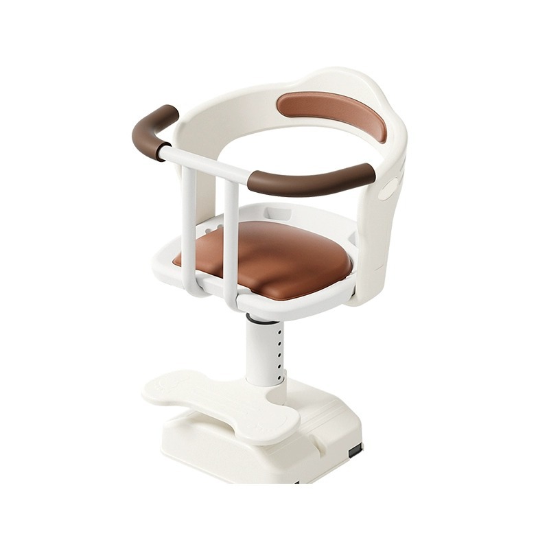 Electric bicycle front baby safety shock-absorbing seat has pedals to connect children, which can be lifted and rotatable