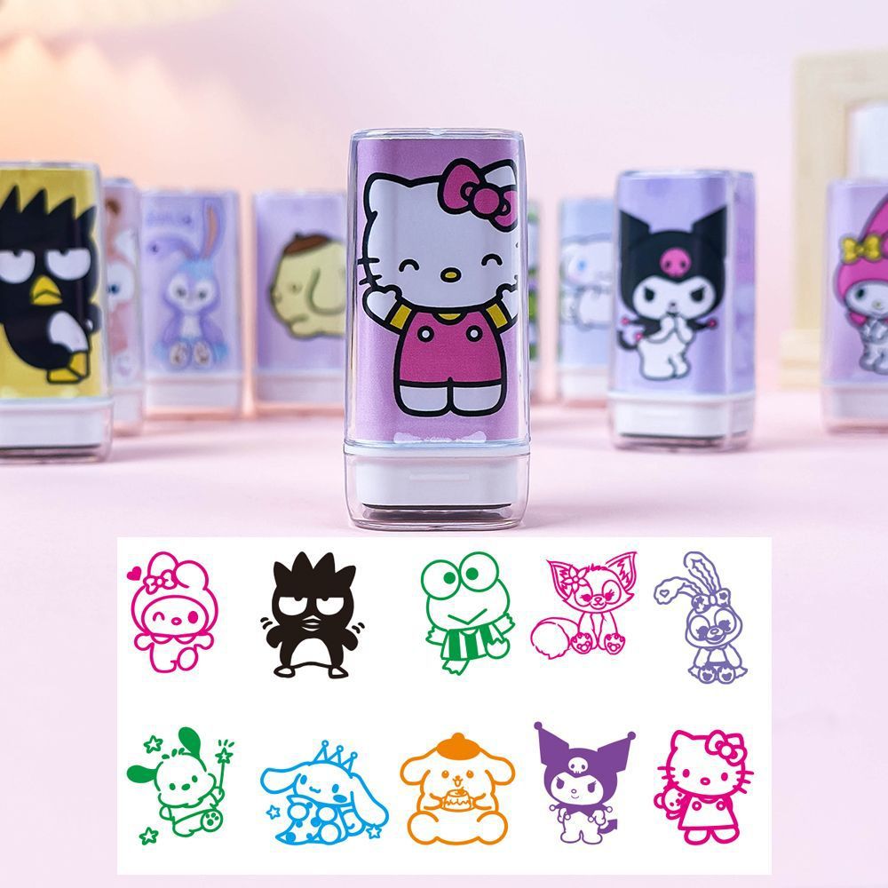 Sanrio Cute Cartoon Kidsren's Reward Seal Colorfulful Pattern Kindergarten Baby Toy Kitty Cat Seal