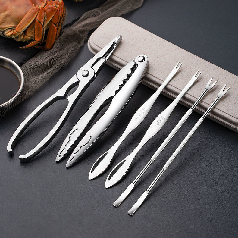 Eating Crab Artifact Crab Eight-piece Tool Household Zinc Alloy Crab Pliers Crab Shear Three-piece Set for Eating Hairy Crab and Crab