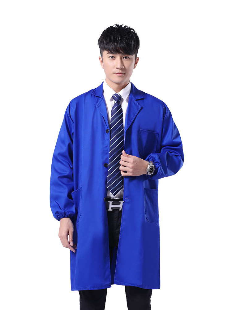 Blue Coat Custom Work Clothes Handling Labor Protection Clothing Embroidered Long-Sleeved Dustproof Clothing Work Clothes Wholesale Factory Smock with Printing