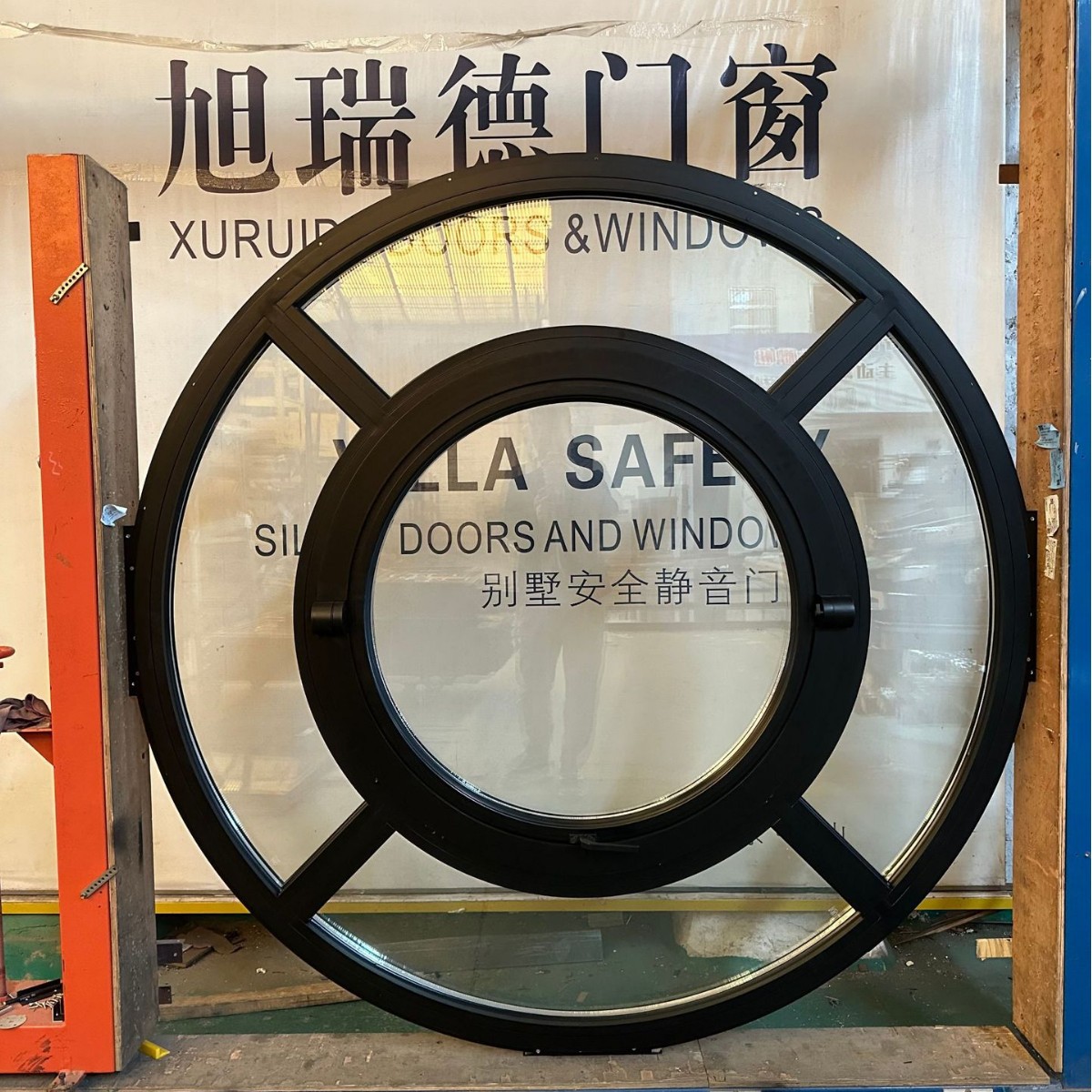 Aluminum Alloy Central Axis Rotating Round Window Custom Landscape Round Glass Window Internet Celebrity Central Suspension Round Window Attic Moon Window