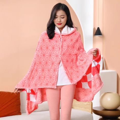 Flannel Shawl Blade cosplay Printed Pajamas Shawl Warm Home Casual Nightgown