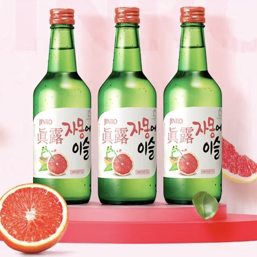 Korean Imported Jinro Grapefruit-Flavored Liqueur, Jinro Soju, Low-Alcohol Liqueur, Fruity Liquor, 360ml Refreshing