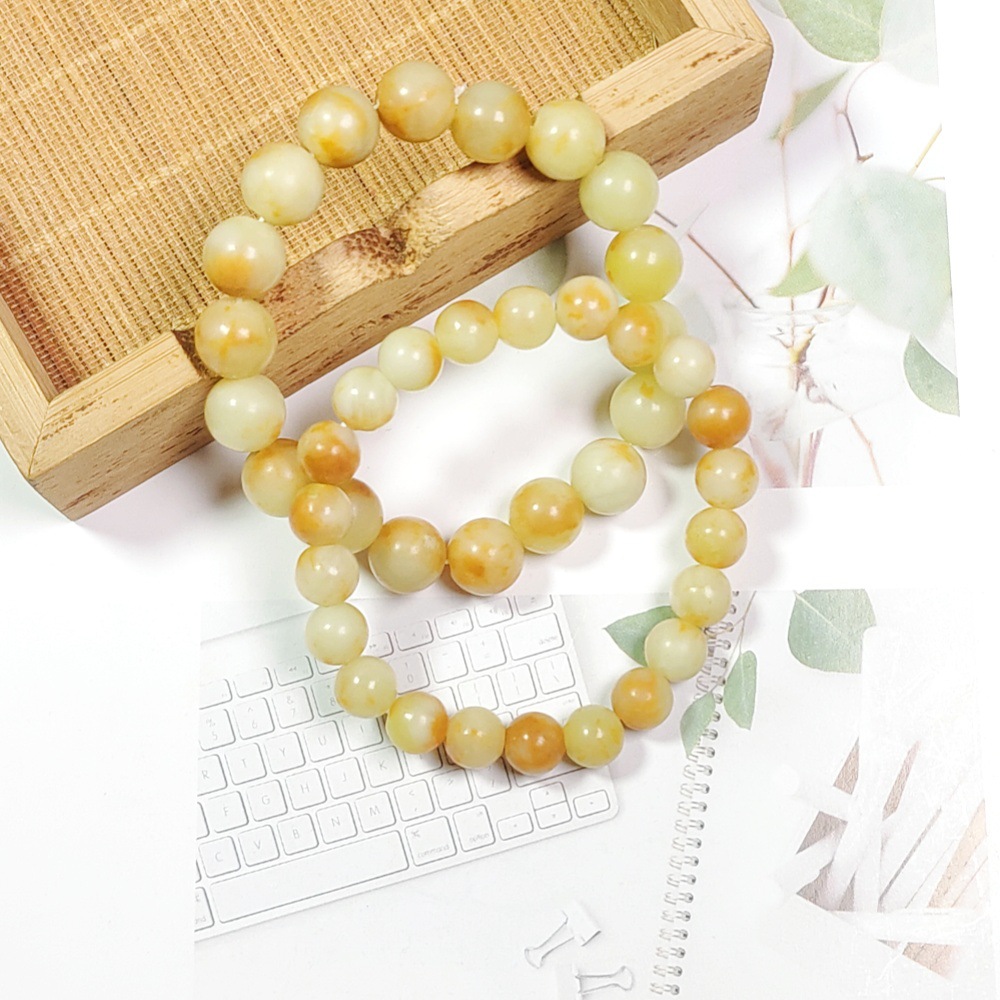 Natural Xiuyan Jade Osmanthus Cake Style Simple Bracelet for Men and Women, Jade Round Bead Bracelet, Supply of Xiuyan Jade, Xiuyan Rock Jade