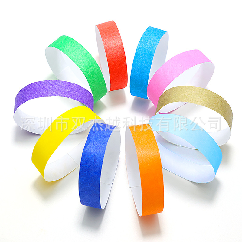 DuPont Paper Disposable Bracelet in stock Custom Amusement Park Concert Ticket Tyveqiang Wrist Band Paper Bracelet