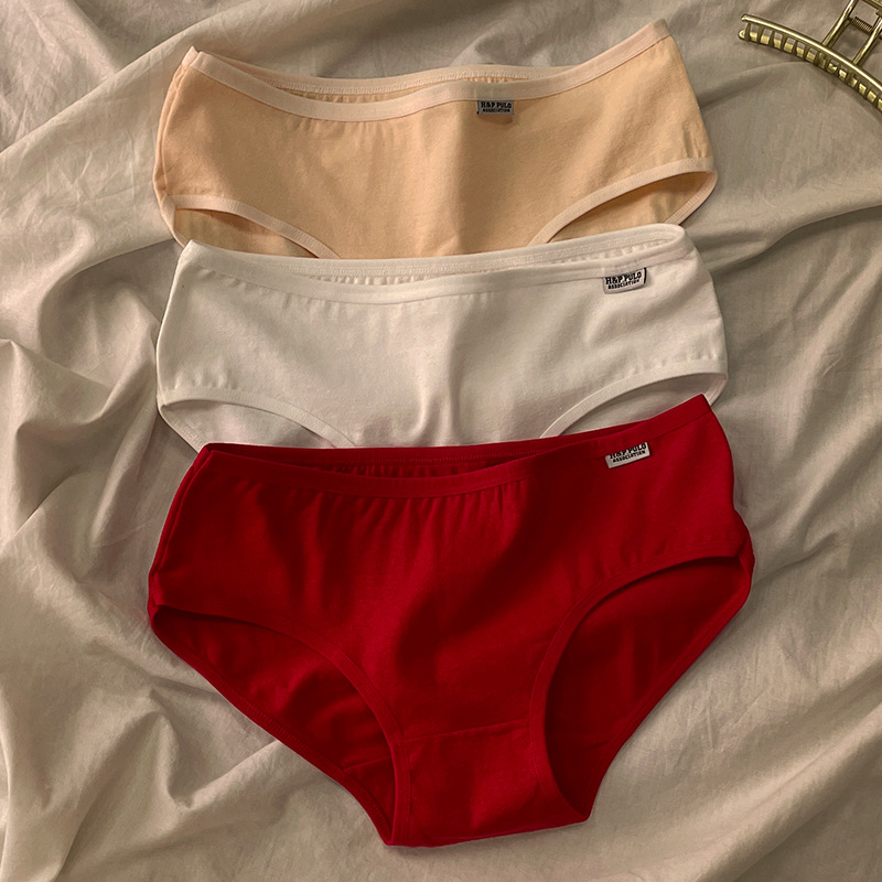 Underwear Women's Pure Cotton Wholesale A001 Women's Underwear Pure Color Girl Red Briefs Low Waist Pure Cotton Female Students